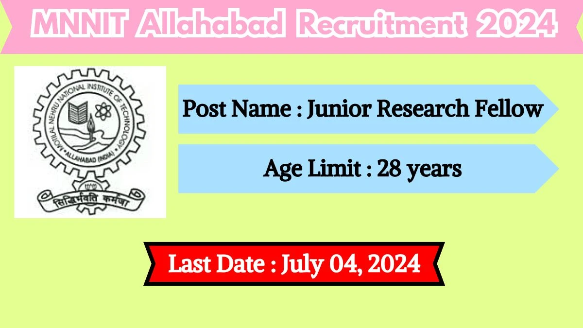 MNNIT Allahabad Recruitment 2024 - Latest Junior Research Fellow Vacancies on July 04, 2024