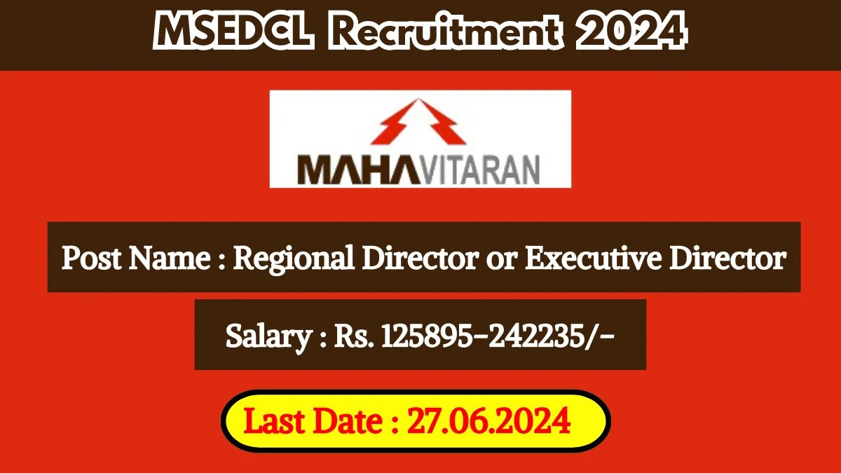 MSEDCL Recruitment 2024 Check Post, Salary, Place Of Posting And How To Apply