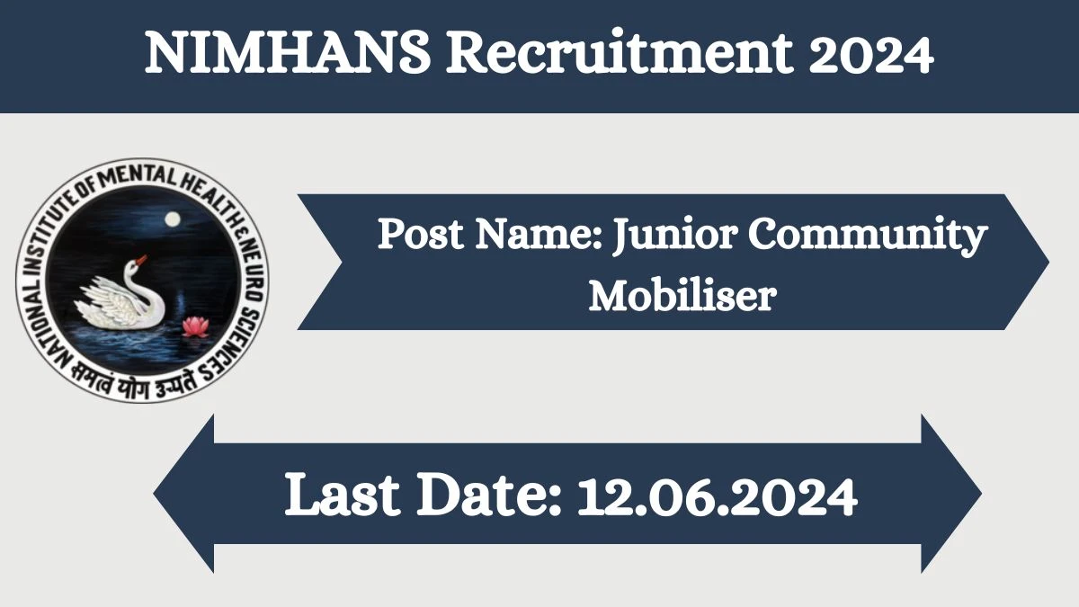 NIMHANS Recruitment 2024 Walk-In Interviews for Junior Community Mobiliser on 12.06.2024