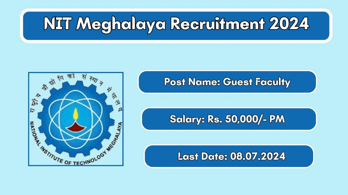 NIT Meghalaya Recruitment 2024 - Latest Guest Faculty Vacancies on 26 June 2024