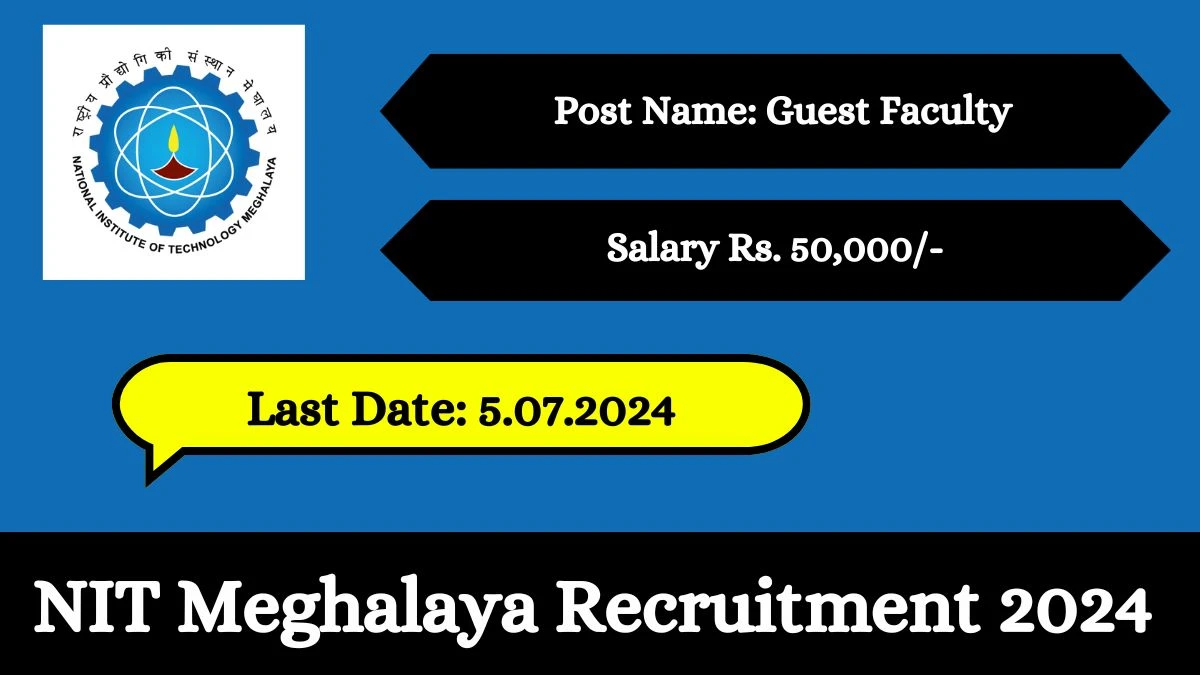 NIT Meghalaya Recruitment 2024 Walk-In Interviews for Guest Faculty on July 15, 2024