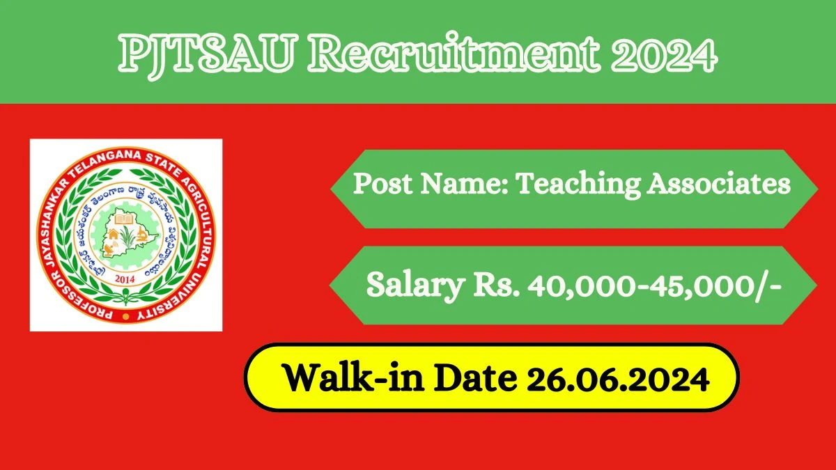 PJTSAU Recruitment 2024 Walk-In Interviews for Teaching Associates on 26.06.2024