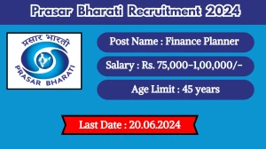 Prasar Bharati Recruitment 2024 Check Post, Vacancies, Qualification, Posting Location, Salary And Application Procedure