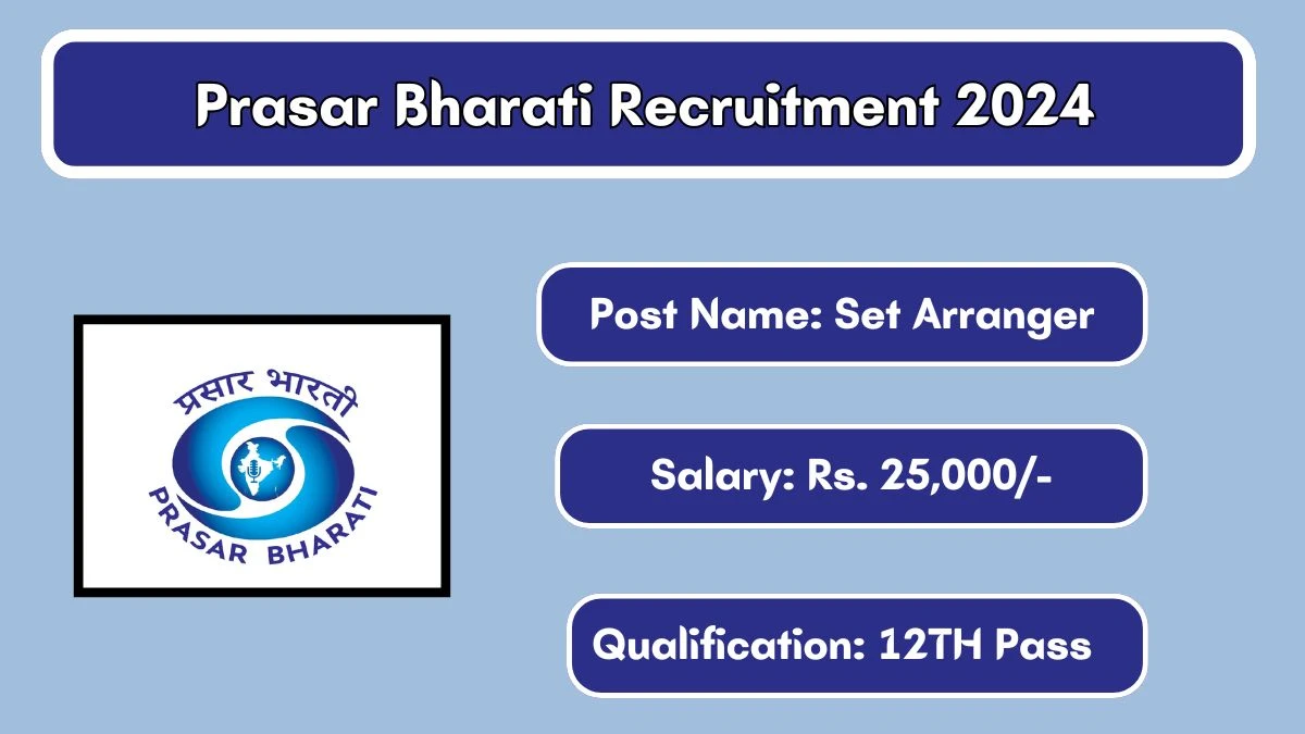 Prasar Bharati Recruitment 2024 New Opportunity Out, Check Vacancy, Post, Qualification and Application Procedure