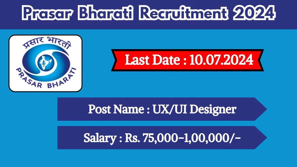 Prasar Bharati Recruitment 2024 Notification Out For Vacancies, Check Post, Salary, Age And Other Important Details