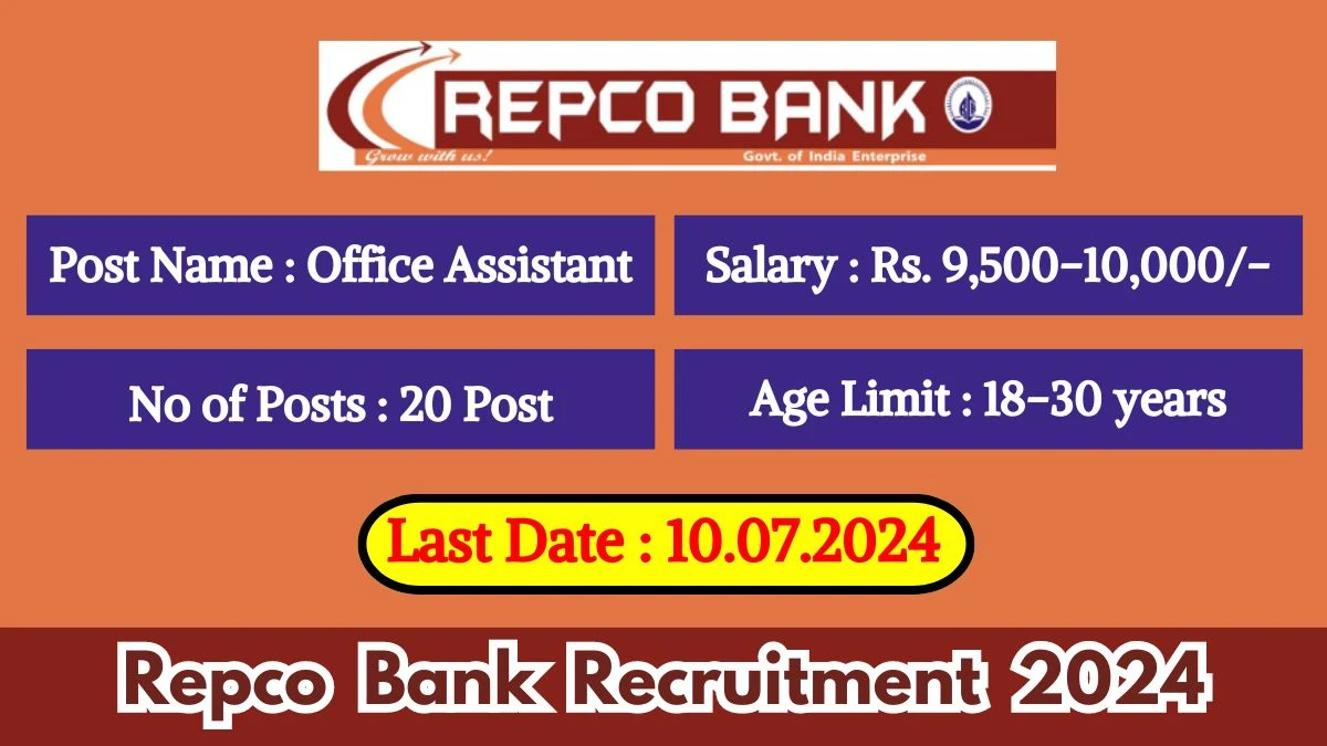 Repco Bank Recruitment 2024 Check Posts, Qualification, Pay Scale And Eligibility And How To Apply