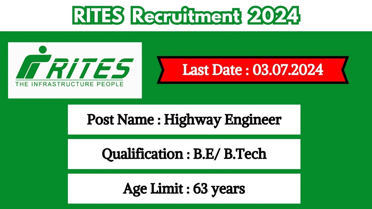 RITES Recruitment 2024 Apply Online for Highway Engineer Job Vacancy, Know Qualification, Age Limit, Salary, Apply Online Date