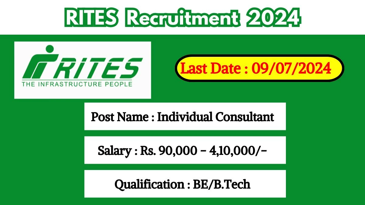 RITES Recruitment 2024 Monthly Salary Up To 4,10,000, Check Posts, Vacancies, Qualification, Age, Selection Process and How To Apply