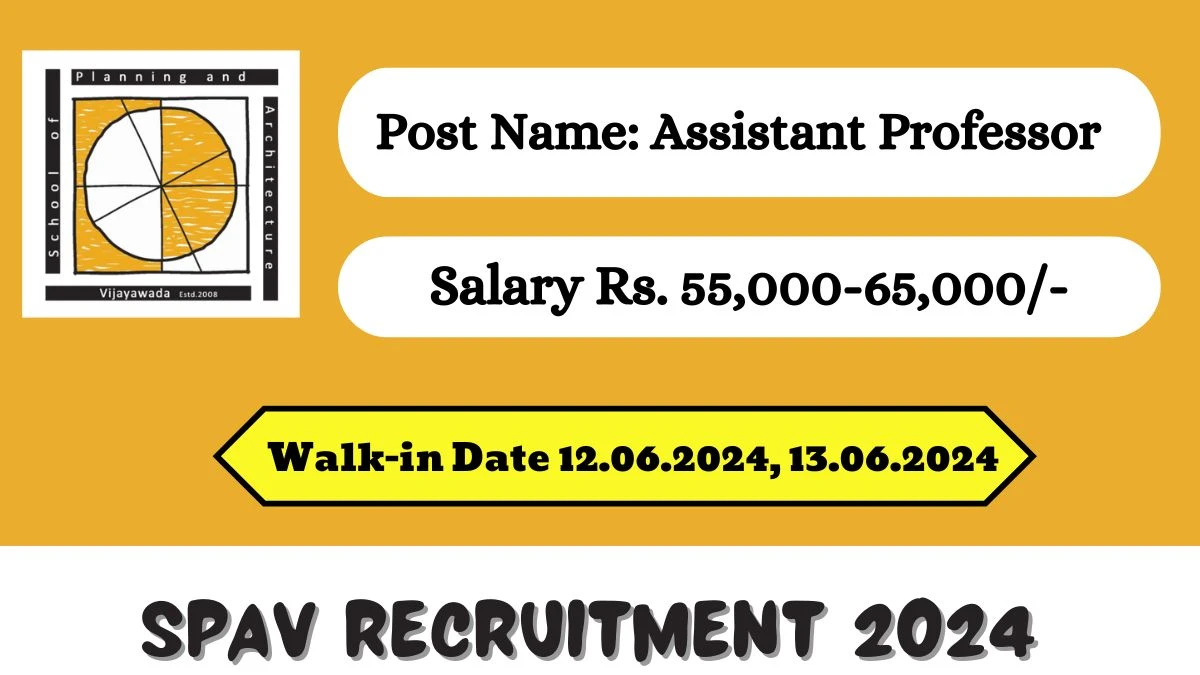SPAV Recruitment 2024 Walk-In Interviews for Assistant Professor on 12.06.2024, 13.06.2024