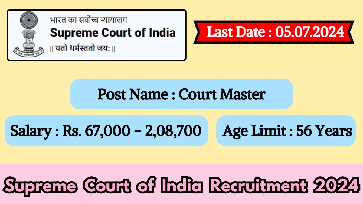 Supreme Court of India Recruitment 2024 Monthly Salary Up To 2,08,700, Check Posts, Vacancies, Qualification, Age, Selection Process and How To Apply