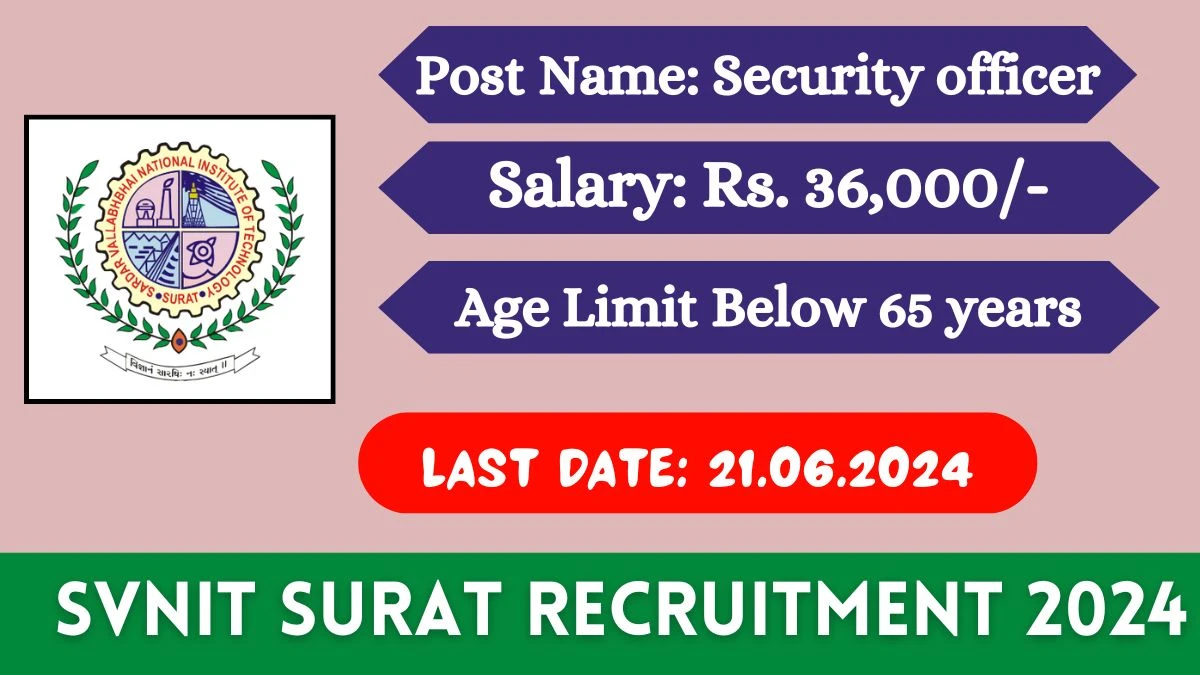 SVNIT Surat Recruitment 2024 Check Post, Salary, Age, Qualification And How To Apply