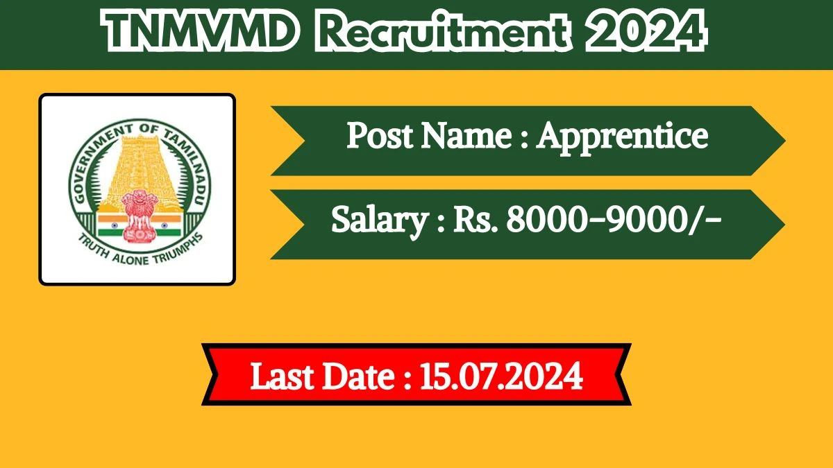 TNMVMD Recruitment 2024 Check Post, Age, Eligibility Criteria And Apply Fast