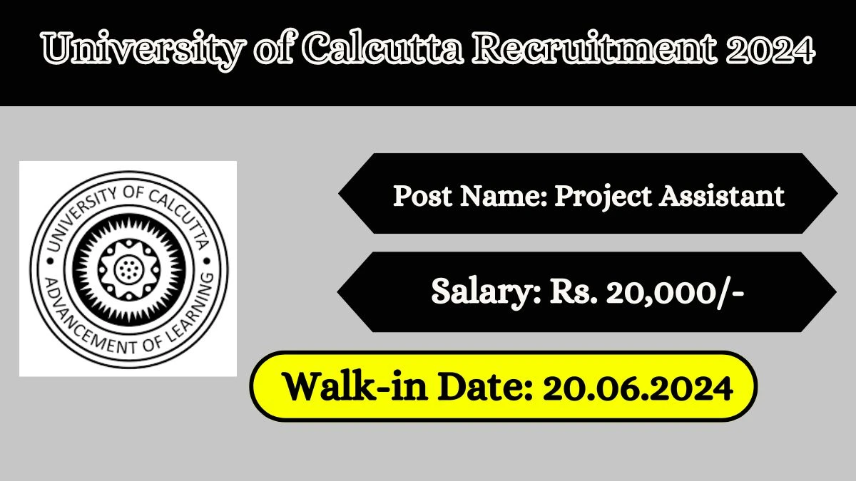 University of Calcutta Recruitment 2024 Walk-In Interviews for Project Assistant on 20 June 2024