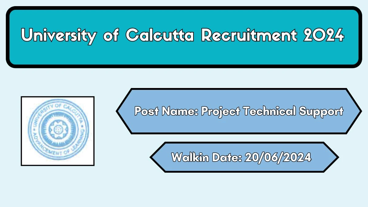 University of Calcutta Recruitment 2024 Walk-In Interviews for Project Technical Support on 20/06/2024