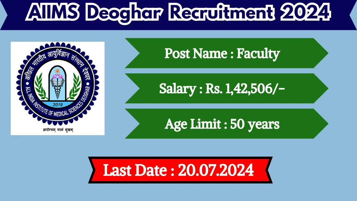 AIIMS Deoghar Recruitment 2024 Check Post, Salary, Age, Salary, Qualification And How To Apply