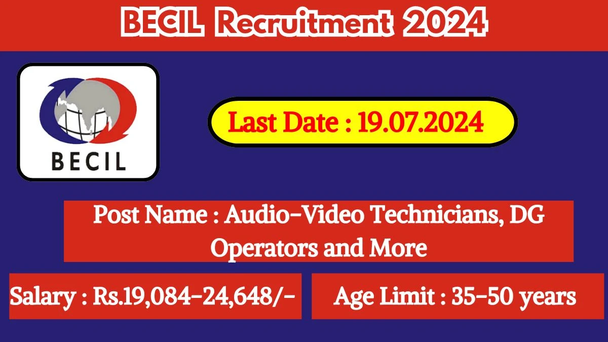 BECIL Recruitment 2024 New Opportunity Out, Check Posts, Age Limit, Qualification, Salary And How To Apply