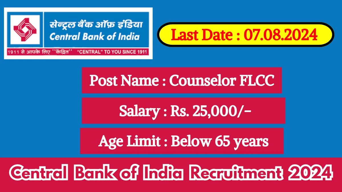 Central Bank of India Recruitment 2024 Check Post, Age Limit, Salary And How To Apply