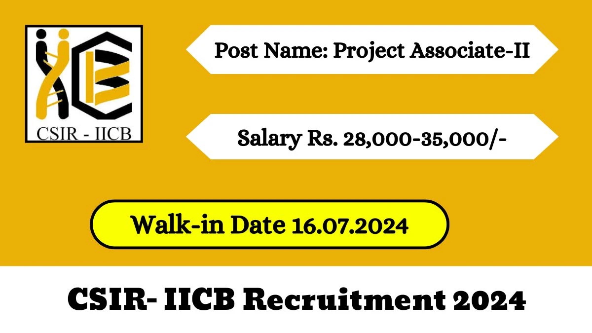 CSIR- IICB Recruitment 2024 Walk-In Interviews for Project Associate-II on July 16, 2024