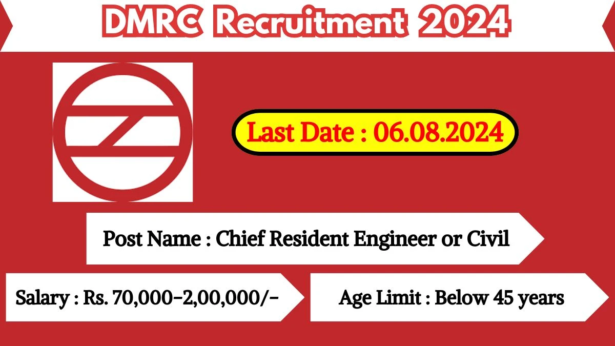 DMRC Recruitment 2024 Check Posts, Salary, Age, Qualification And Procedure To Apply