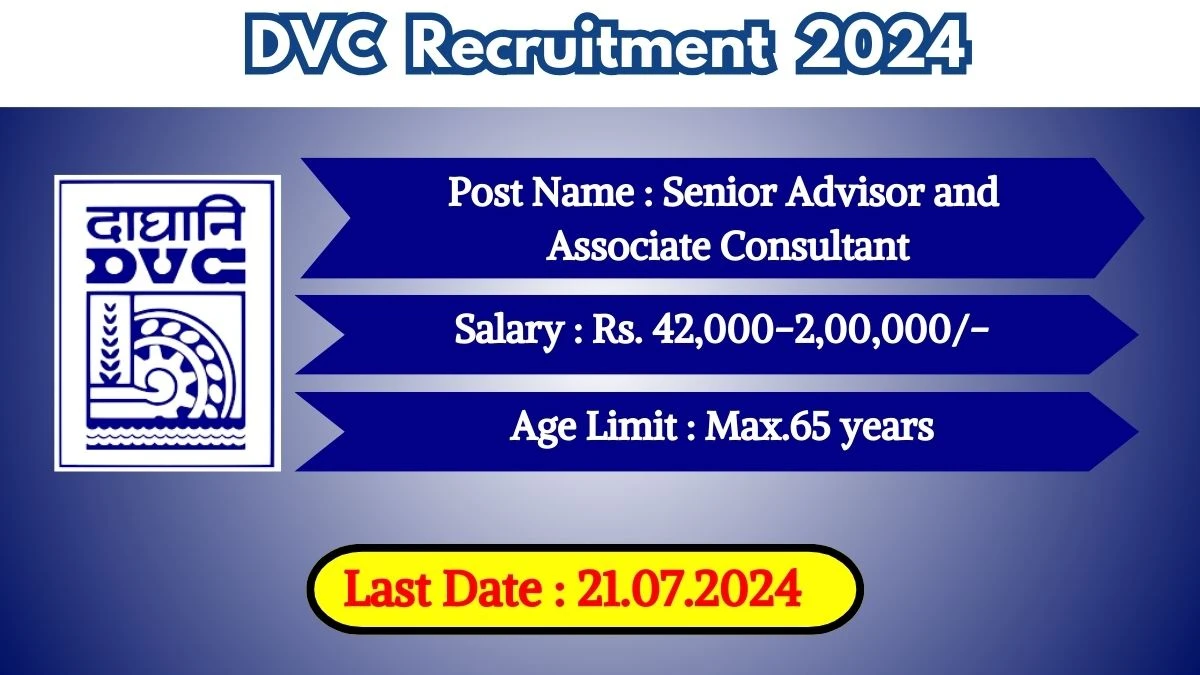 DVC Recruitment 2024 Check Post, Salary, Age, Qualification And Other Important Information