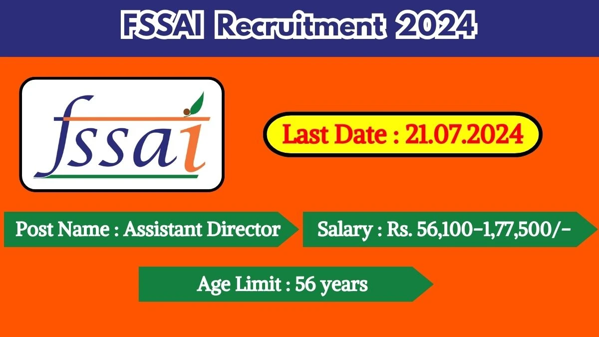 FSSAI Recruitment 2024 Check Post, Qualification, Salary And How To Apply