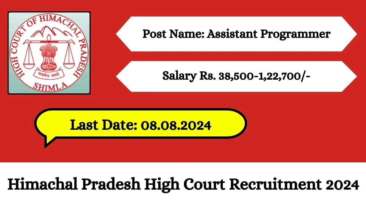 Himachal Pradesh High Court Recruitment 2024 Salary Up 1,22,700 Per Month, Check Post, Age Limit, Qualification And Application Details