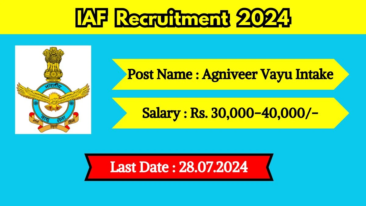 IAF Recruitment 2024 - Latest Agniveer Vayu Intake Vacancies on 08 July 2024