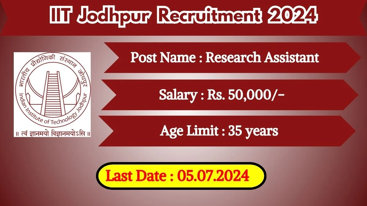 IIT Jodhpur Recruitment 2024 Check Post, Salary, Qualification And How To Apply