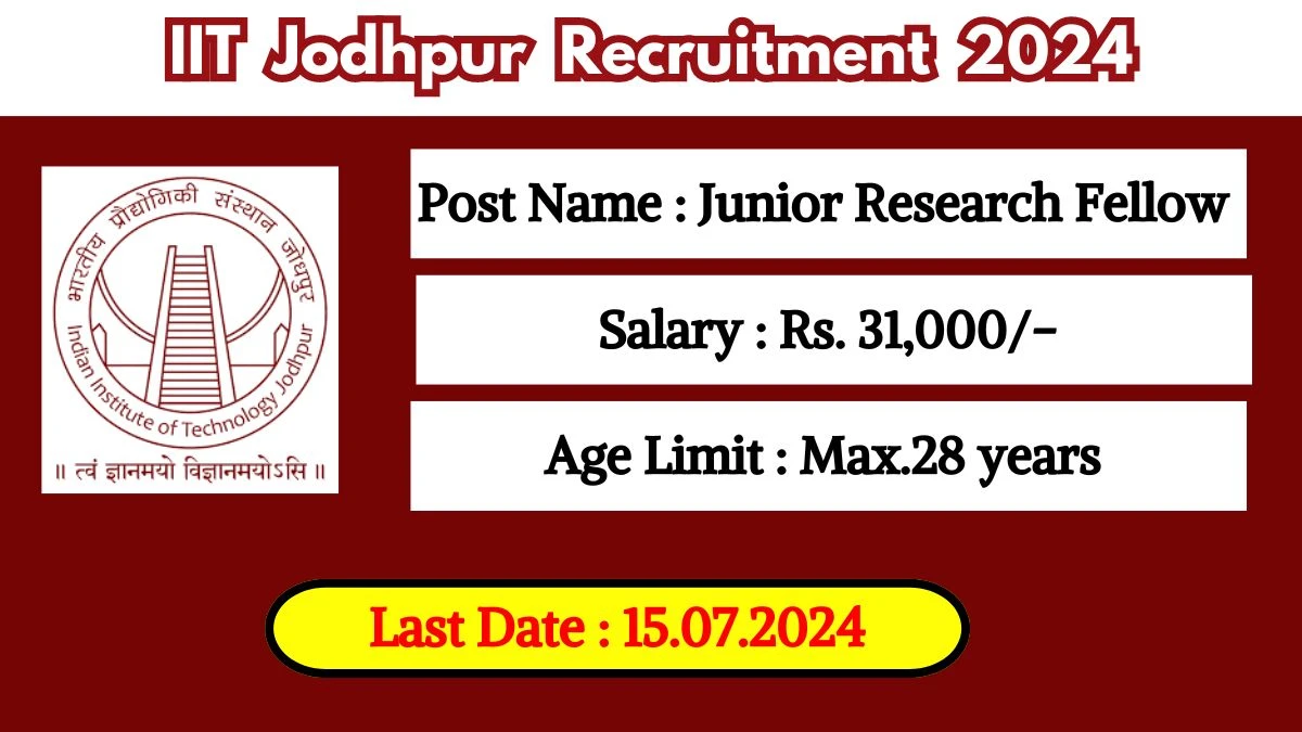 IIT Jodhpur Recruitment 2024 Check Posts, Qualification, Selection Procedure And Apply Now