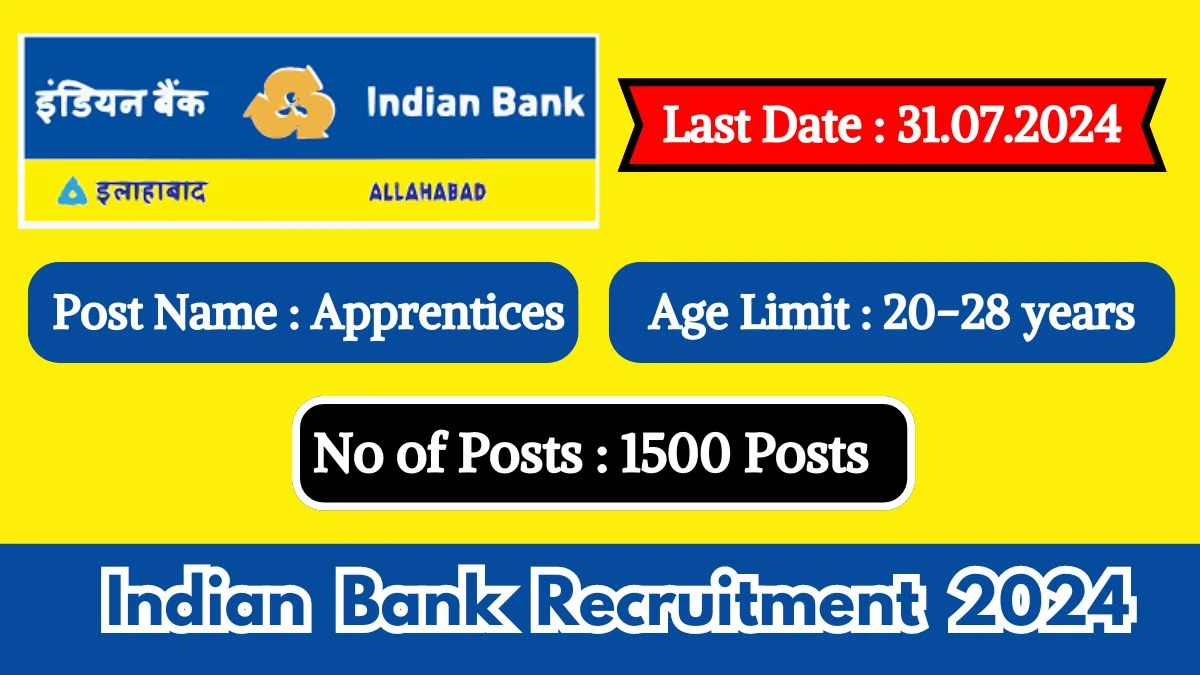 Indian Bank Recruitment 2024 New Notification Out, Check Post, Monthly Stipend, Qualification, Age And Process To Apply