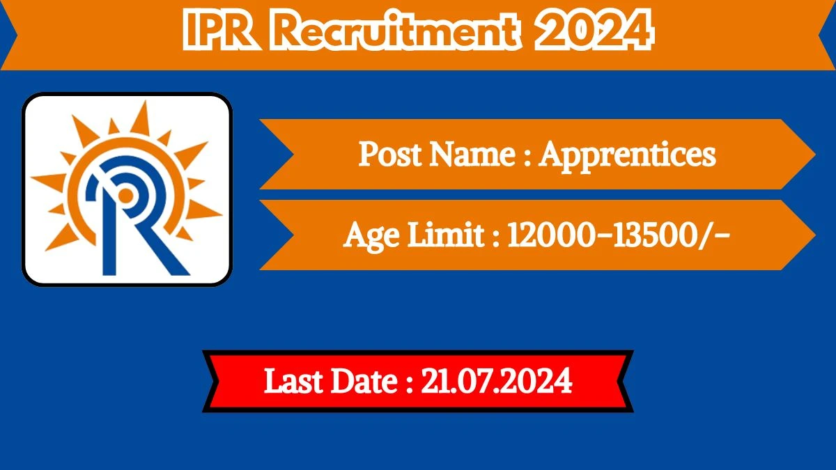 IPR Recruitment 2024 Check Position, Salary, Age, Qualification And Process To Apply
