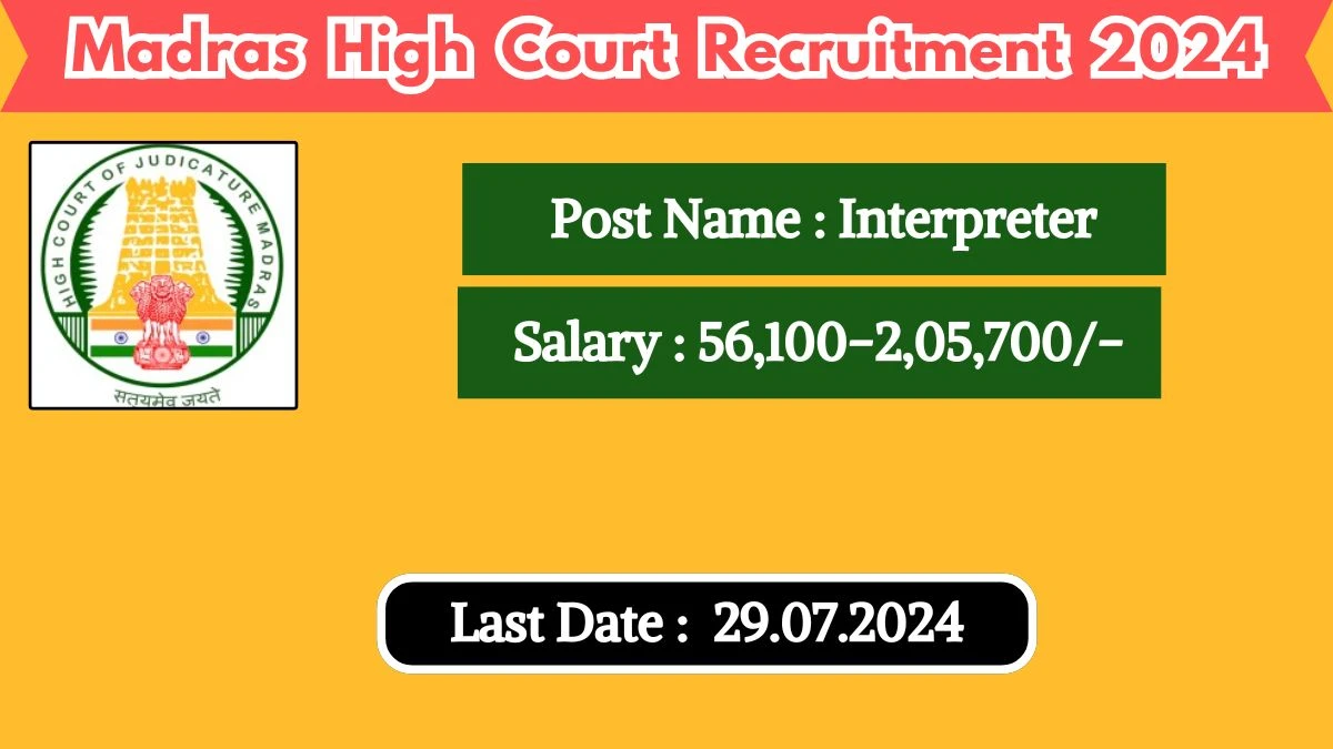 Madras High Court Recruitment 2024 Check Posts, Age Limit, Remuneration And Other Information