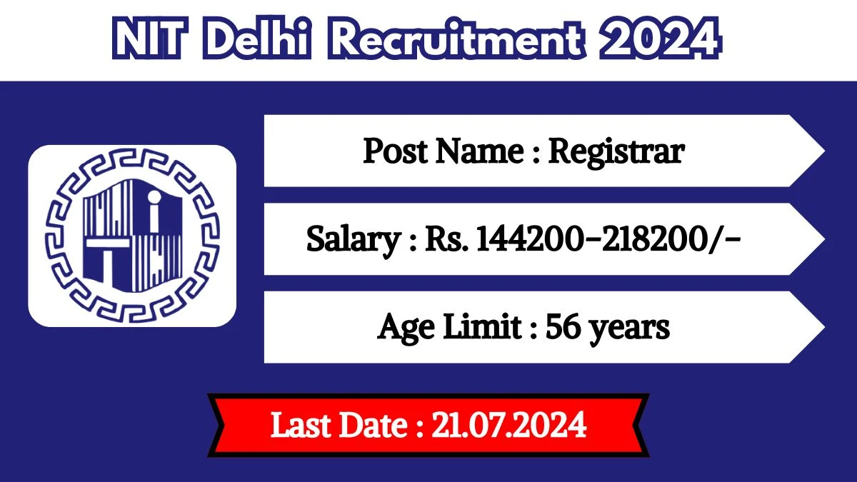 NIT Delhi Recruitment 2024 Check Post, Age Limit, Qualification, Selection Process And How To Apply