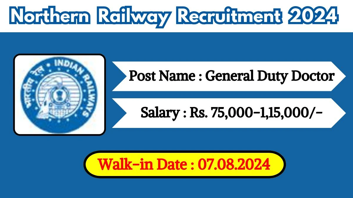 Northern Railway Recruitment 2024 Walk-In Interviews for General Duty Doctor on 07.08.2024