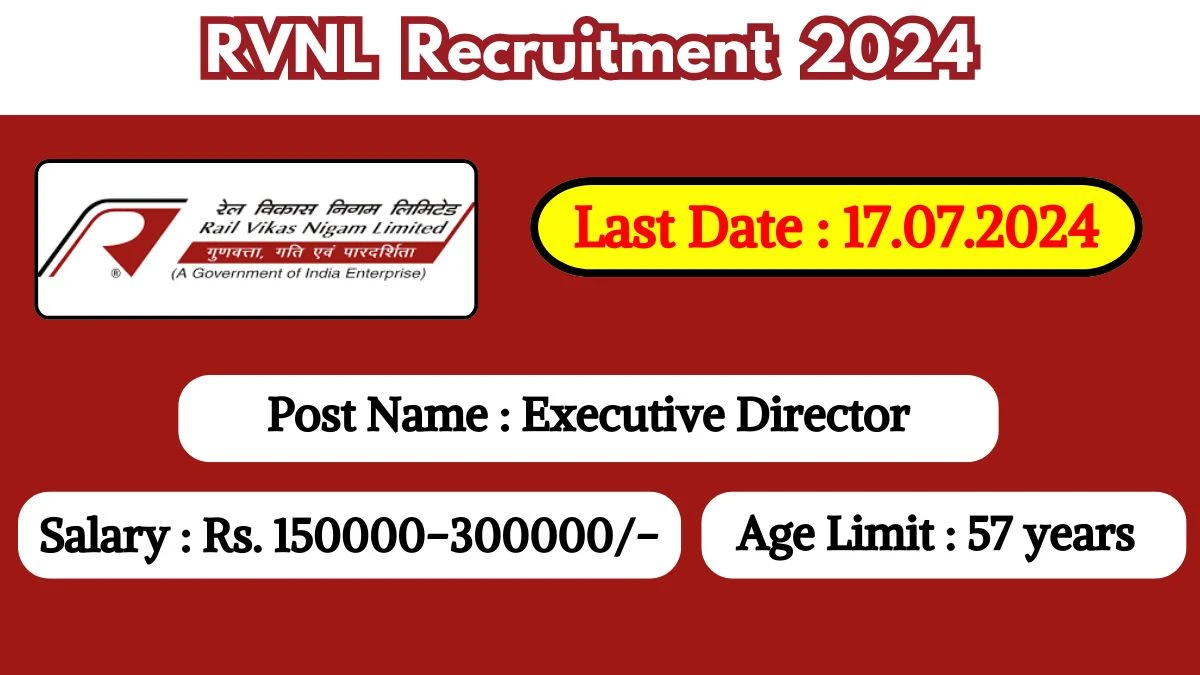 RVNL Recruitment 2024 New Application Out, Check Post, Age Limit, Qualification And Application Procedure