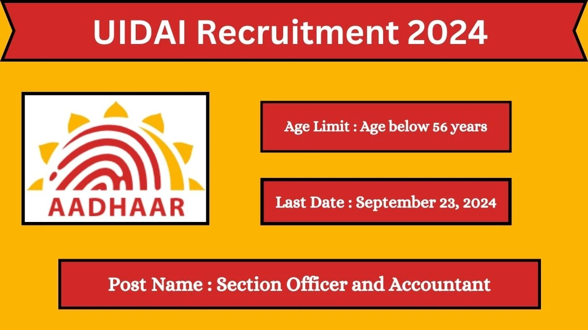 UIDAI Recruitment 2024 Check Posts, Salary, Qualification, Age Limit And How To Apply