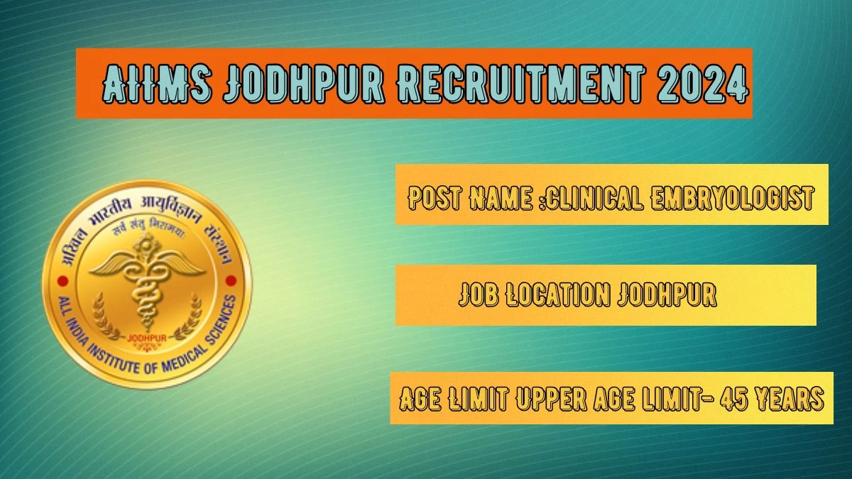 AIIMS Jodhpur Recruitment 2024 Check Post, Age Limit, Qualification, Salary And Other Important Details