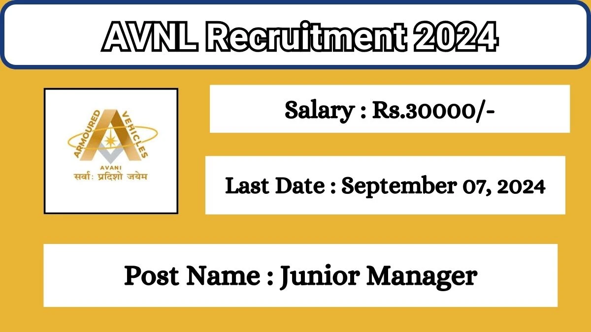 AVNL Recruitment 2024 Monthly Salary Up To 30000, Check Post, Qualification, Age, Selection Process And Process To Apply