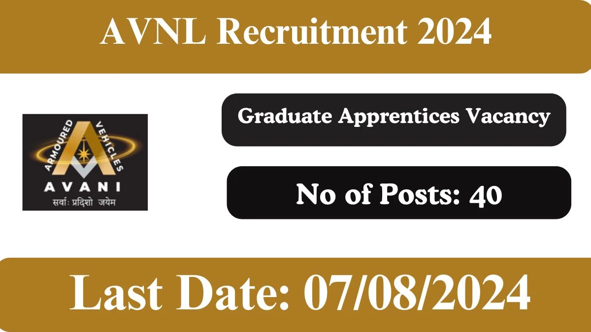 AVNL Recruitment 2024 Notification Out Graduate Apprentices, Check Eligibility at avnl.co.in