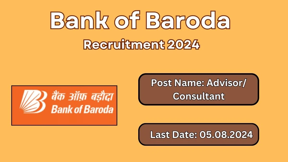 Bank of India Recruitment 2024 - Latest Advisor/ Consultant Vacancies on 01 August 2024