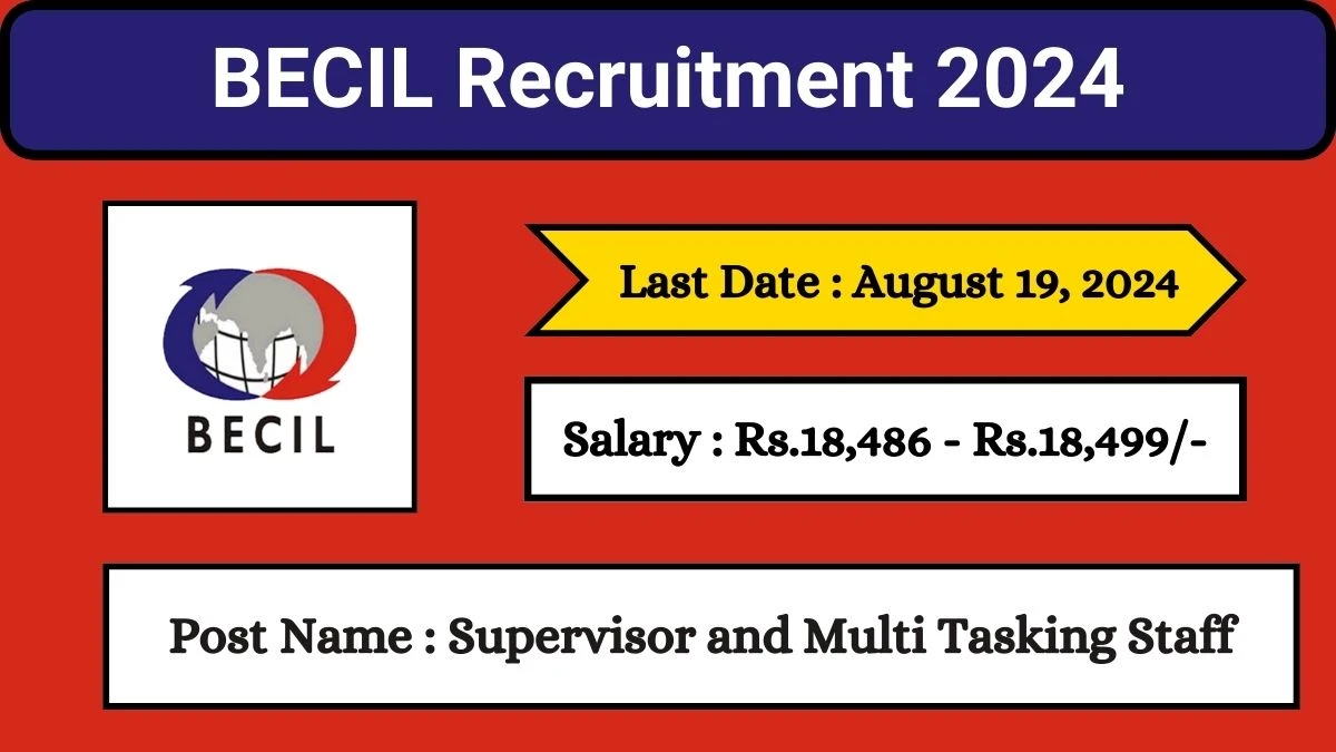 BECIL Recruitment 2024: Check Vacancies for Supervisor and Multi Tasking Staff Job Notification