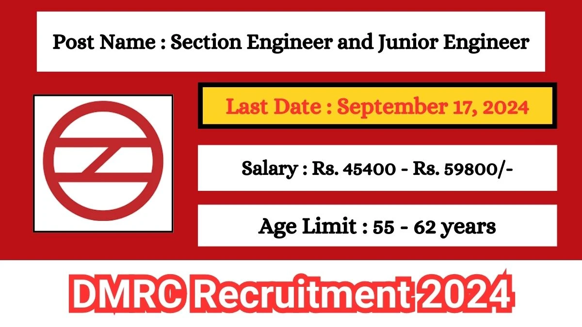 DMRC Recruitment 2024 Check Posts, Age Limit, Remuneration And Other Information