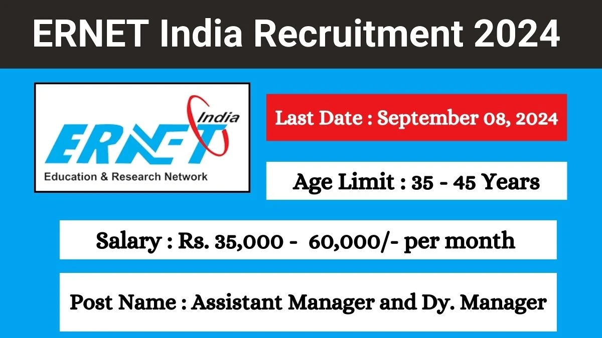 ERNET India Recruitment 2024 Check Posts, Salary, Qualification, Age Limit, Selection Process And How To Apply