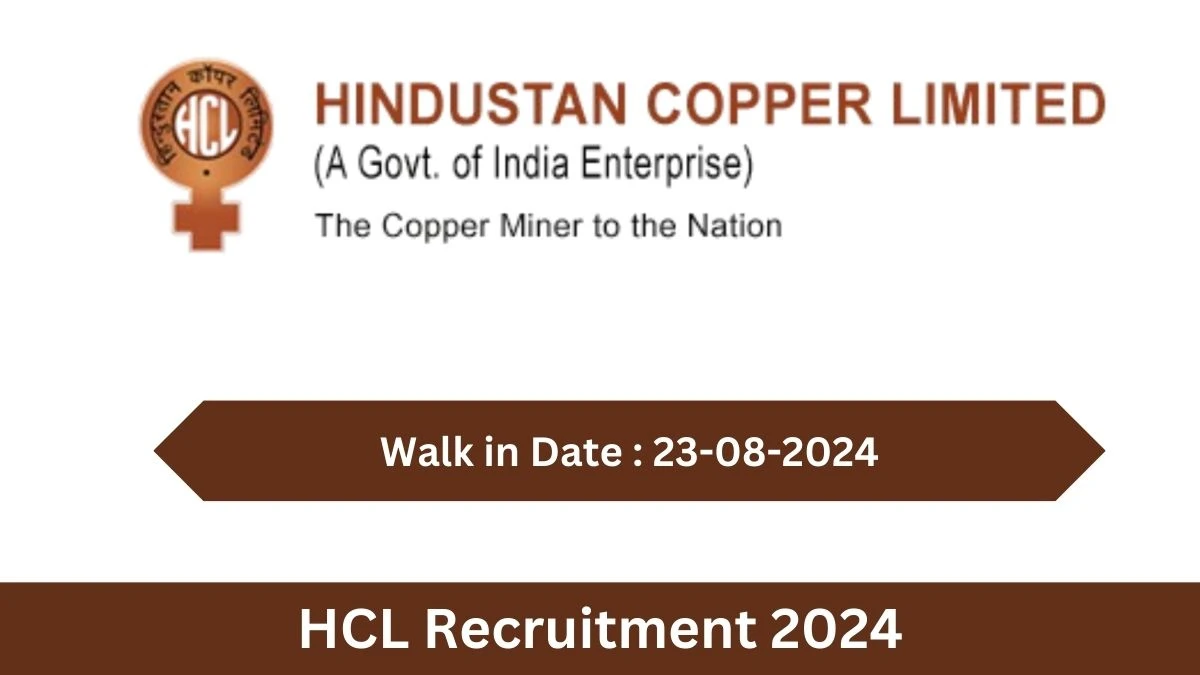 HCL recruitment 2024 Walk-In Interviews for Mining Mate on 23-08-2024