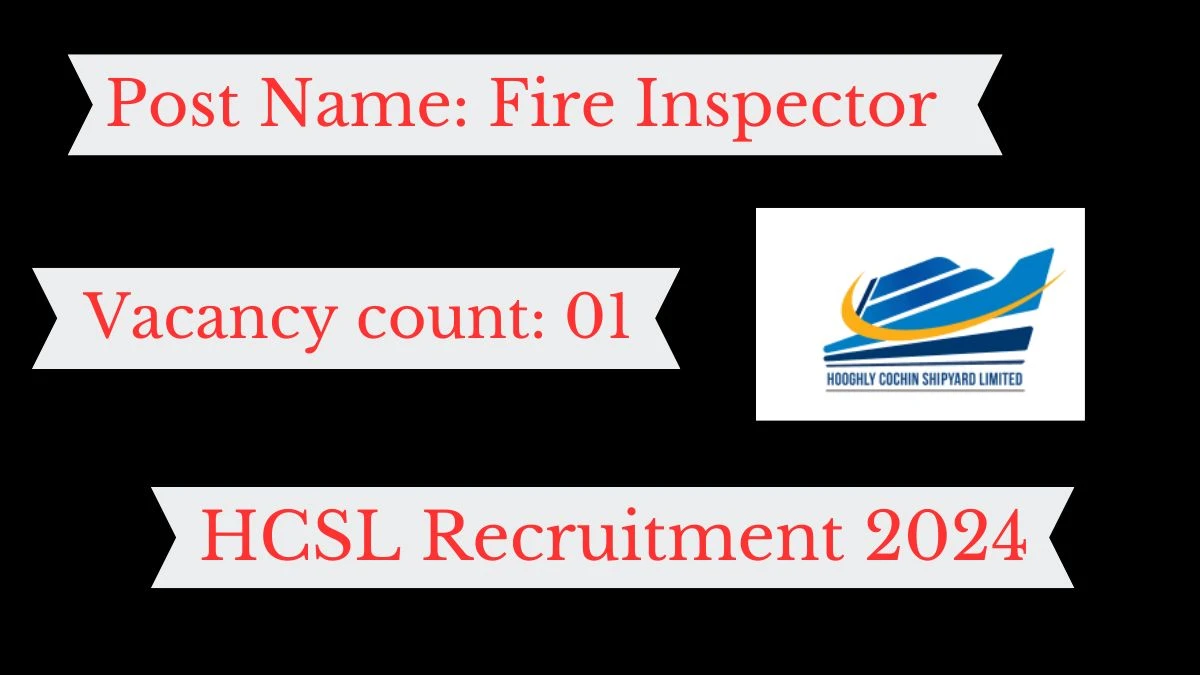 HCSL Recruitment 2024 Notification Out Fire Inspector, Check Eligibility at cochinshipyard.in