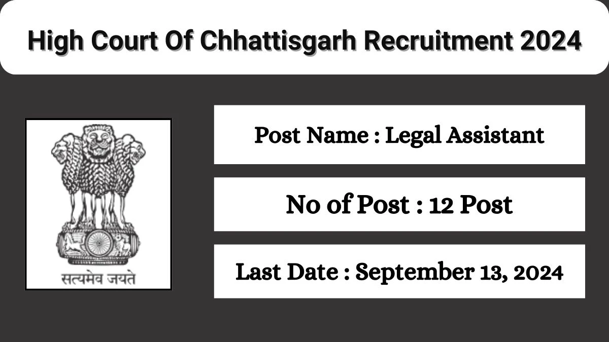 High Court Of Chhattisgarh Recruitment 2024 Check Posts, Salary, Qualification, Age Limit, Selection Process And How To Apply