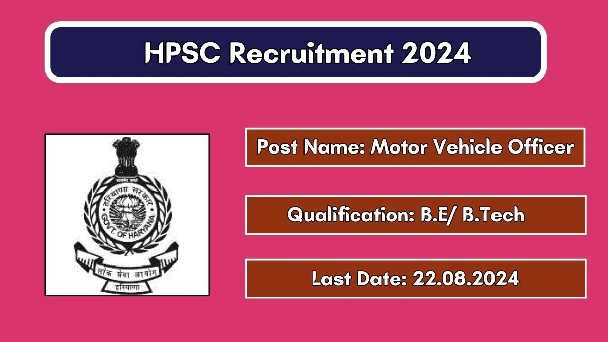 HPSC Recruitment 2024 Notification Out Motor Vehicle Officer Vacancies, Check Eligibility at hpsc.gov.in