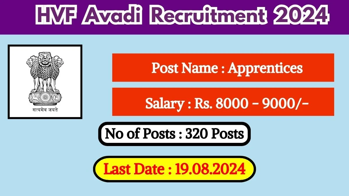 HVF Avadi Recruitment 2024 Check Post, Age Limit, Qualification, Salary And Other Important Details