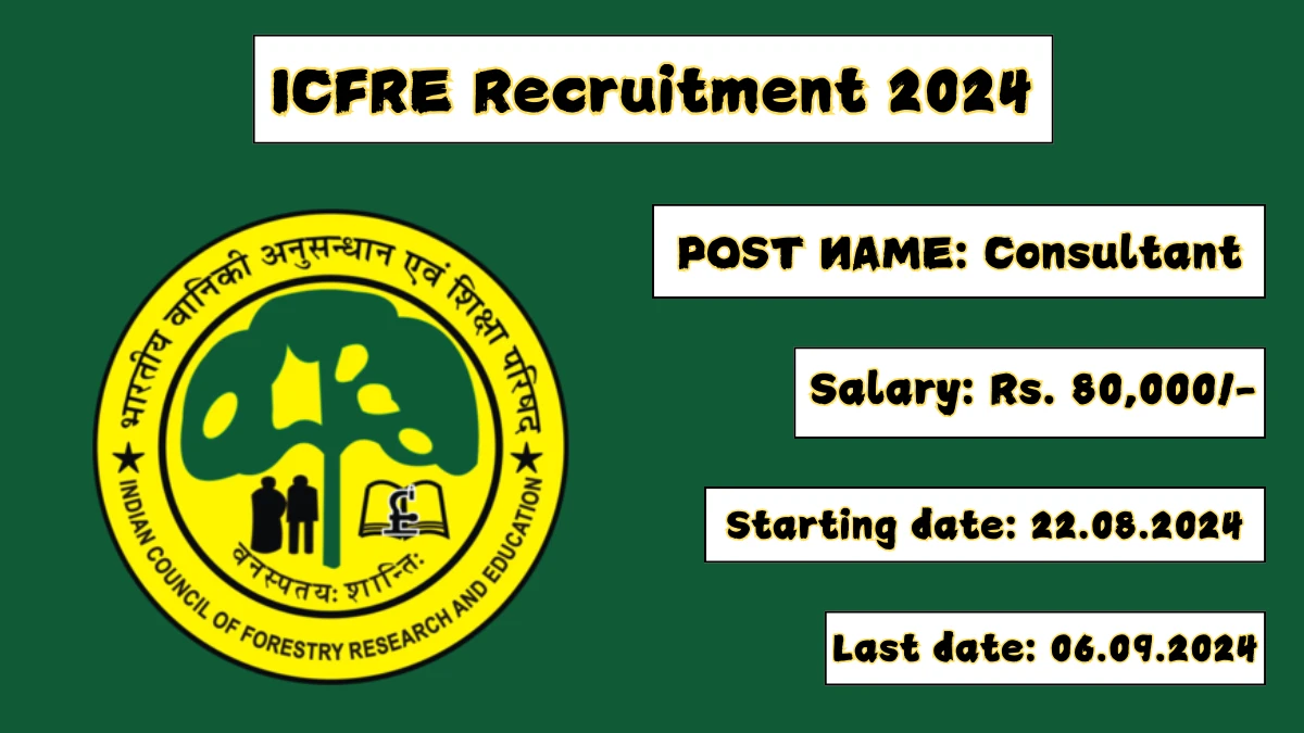 ICFRE Recruitment 2024 Check Post, Age Limit, Qualification, Salary And Other Important Details