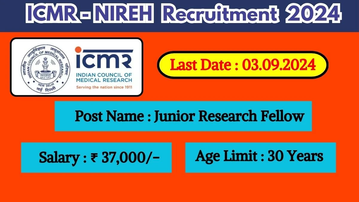 ICMR-NIREH Recruitment 2024 Check Post, Age Limit, Qualification, Salary And Other Important Details